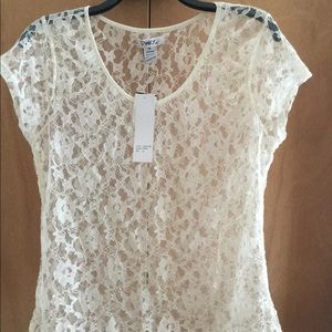 NWT Pinky Ivory Lace Top XL